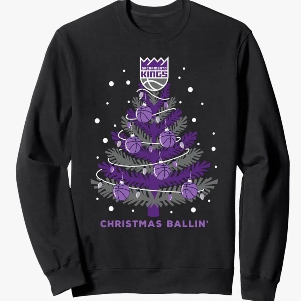 Sacramento Kings Christmas Ballin' Crewneck Sweater - Black and Purple XL